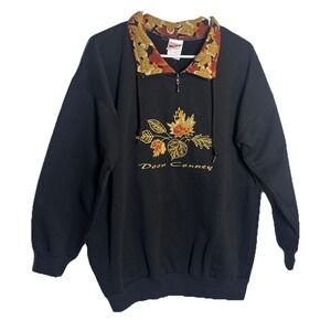 Vintage Door County Wisconsin Sweatshirt L Fall Leaves‎ Embroidered Zip